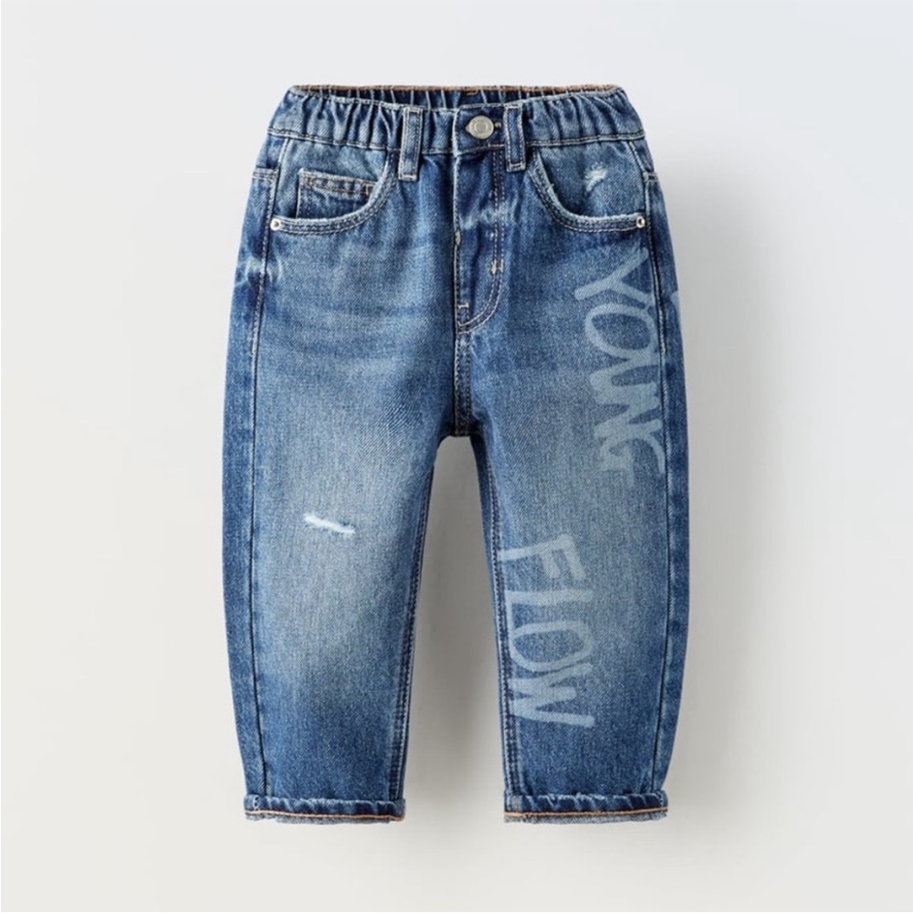 ZARA TEXT DENIM PANTS